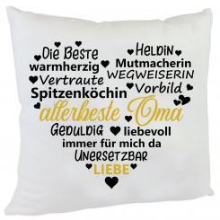 Kissen allerbeste Oma Herz gold 