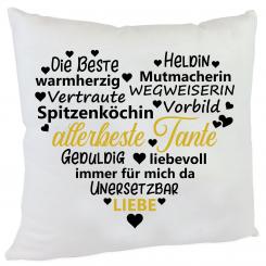 Kissen allerbeste Tante Herz gold 