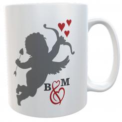 Kaffeebecher zum Valentinstag Amor mit Namen inkl. Geschenkverpackung 