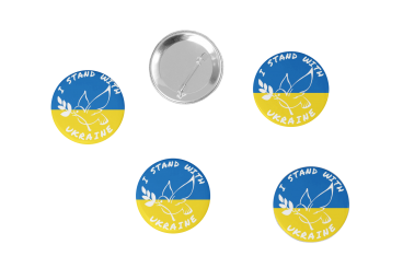 Set Buttons Ukraine mit Friedenstaube 59mm Anstecker Friedensdemo 5xTaube