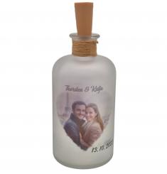 Personalisierte Deko-Flasche mit Foto, Namen und Datum – Liebesgeschenk für Valentinstag, Hochzeitstag 