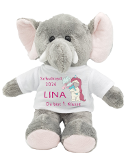Elefant Kuscheltier mit Einhorn zur Einschulung 