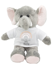 Flauschiger Elefant 'Schulkind' – Personalisiertes Kuscheltier, Glücksbringer und Ideales Geschenk zur Einschulung 