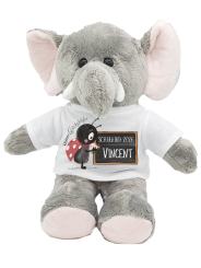 Personalisierter Elefant zur Einschulung – Kuscheltier Motiv Glückskäfer mit Name & Jahr Schulkind 2025 