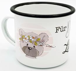 Blechtasse Frühlingbär mit Namen im Emaille-Look emma❤pünktchen Metall mit Emaille Look