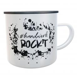 Personalisierte Emaille-Tasse Handwerk Rockt - Ideales Geschenk für Gesellenprüfung 