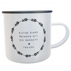 Emaille-Tasse mit Spruch kleine Dinge bringen oft die grösste Freude 