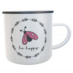 Emaille-Tasse Käfer be happy 