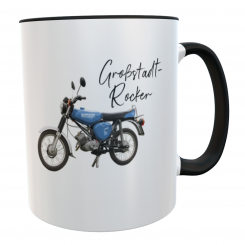 personaliesierte Tasse Moped Simson - Großstadt-Rocker - blau 
