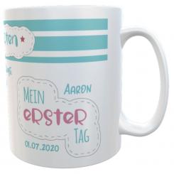 Kindertasse Kunststoff personalisiert Kindergartenkind Jungen emmapünktchen, inkl. Geschenkverpackung 