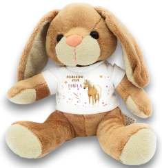 personalisierter Hase Kuscheltier Pferd beige für die Zuckertüte 