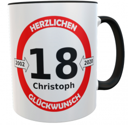 Geburtstagstasse Verkehrszeichen mit Namen 