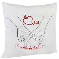 personalisiertes Kuschelkissen Valentinstag Hände Name 