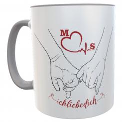 Geschenk zum Valentinstag Tasse Hände mit Namen inkl. Geschenkverpackung 