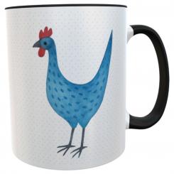 Personalisierte Keramiktasse mit Huhn & Wunschname – Frühstückstasse im Landhausstil 