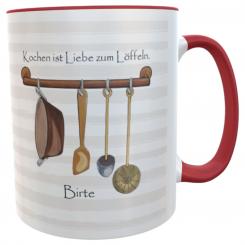 Personalisierte Tasse – Kochen ist Liebe zum Löffeln– Geschenk für Hobbyköchinnen & -köche 