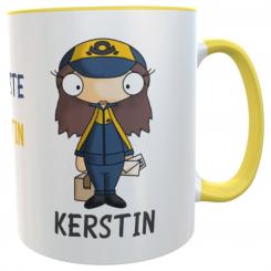 Personalisierte Postbotin Tasse mit Namen – Lustiger Spruch Weltbeste Postbotin 
