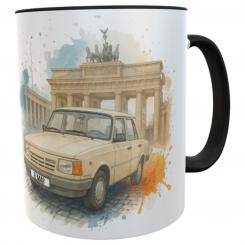 Personalisierte Kaffeetasse Wartburg 1.3 – 300ml Nostalgie Tasse mit Name auf Nummernschild – DDR Auto Motiv, spülmaschinenfestes Geschenk 