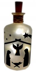 LED-Leuchtflasche Weihnachtskrippe schwarz 