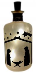 LED-Leuchtflasche Weihnachtskrippe schwarz 