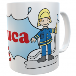 Namenstasse Feuerwehr Kunststofftasse- personalisierte Kindertasse 