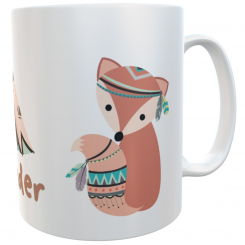 Namenstasse Fuchs und Hirsch Kunststofftasse- personalisierte Kindertasse 