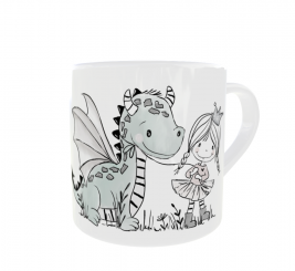Personalisierte Kindertasse mit Namen – Prinzessin & Dino Motiv – Kunststoffbecher für Mädchen 
