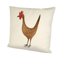 Dekokissen Huhn braun 40x40 cm – Landhausstil in Leinenoptik mit Reißverschluss 
