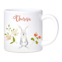 Kunststoff- Kindertasse Hase mit Blumen 180 ml 