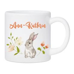 Kunststoff- Kindertasse Hase mit Blumen 180 ml 