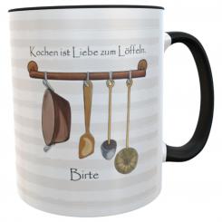 Personalisierte Tasse – Kochen ist Liebe zum Löffeln– Geschenk für Hobbyköchinnen & -köche 