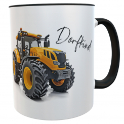 personalisierte Tasse Traktor orange Spruch Dorfkind 