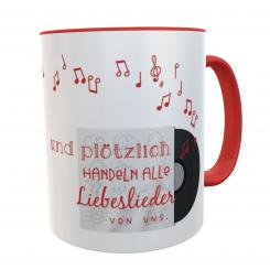 Kaffeetasse Geschenk zum Valentinstag Liebeslied rot uns 