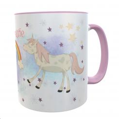 personalisierte Tasse Einhorn Regenbogen rosa 