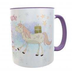 personalisierte Einhorn-Tasse lila 