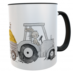 Kindertasse Traktor schwarz Dorfkind mit Namen Dorfkind 