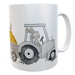 Kunststofftasse Traktor Dorfkind mit Namen 