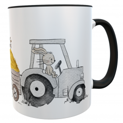 Kindertasse Traktor schwarz Spruch so wild... mit Namen 