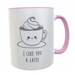 Geschenk Valentinstag Becher mit Spruch I like you a Latte 
