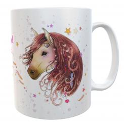 Tasse Pferde-kopf mit Namen Schulkind Kindertasse 