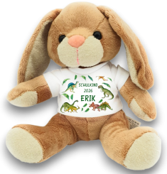 personalisierter Hase Kuscheltier für die Zuckertüte Dino 