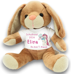 Hase Kuscheltier Einhorn mit Schultüte und Wunschname 