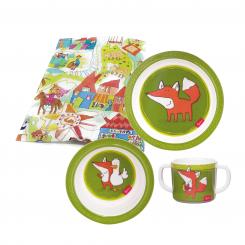 Sigikid Melamin Geschirr-Set Fuchs Forest grün Taufgeschenk 