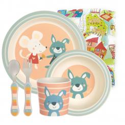 Sigikid Melamin Geschirr-Set Hase/Maus 4-teilig 