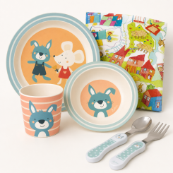 sigikid Kinder-Geschirrset Hase & Maus mit Besteck – 4-teilig 