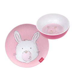 Sigikid Melamin Geschirr-Set Hase rosa Taufgeschenk 2-teilig 