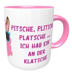 Rosa Kaffeetasse Crazy Lama mit Klatsche I Kakaotasse I Henkeltasse | verrücktes Lama | Kaffeebecher 
