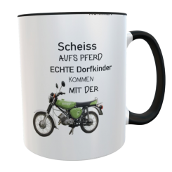 Personalisierte Simson Tasse 330ml – Lustiger Spruch „Scheiß aufs Pferd“ – Name individuell – Spülmaschinenfest 
