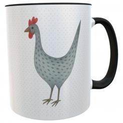 Graue Huhn-Tasse 330 ml – Keramiktasse Landhausstil mit Hühner-Motiv, Geschenkidee für Hühnerliebhaber & Landhausküche 