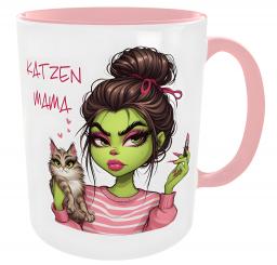 Kaffeetasse Bougie Katzenmama rosa 